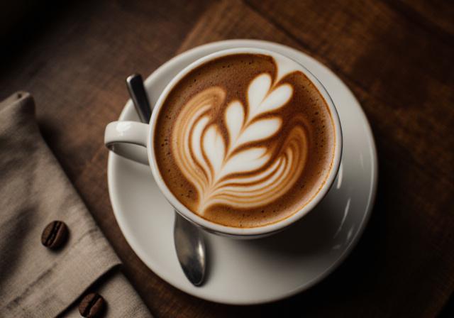 Taza de café con arte latte delicado