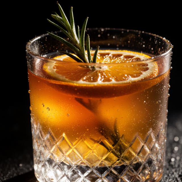 Primer plano de un cóctel artesanal sin alcohol con botánicos frescos